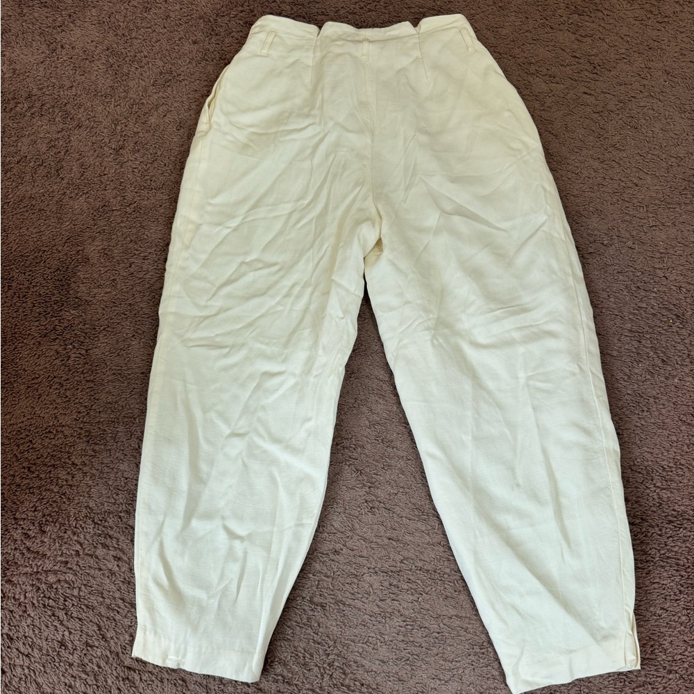 2 FOR $25Express Cream White Linen Blend High Rise Pleated Pants *missing Belt 8 - Picture 9 of 10
